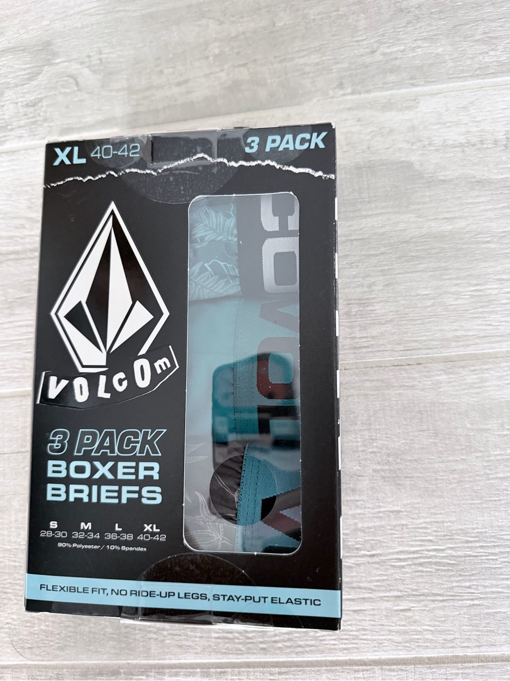 Volcom 3-Pack Boxer Briefs in Teal and Black Accent